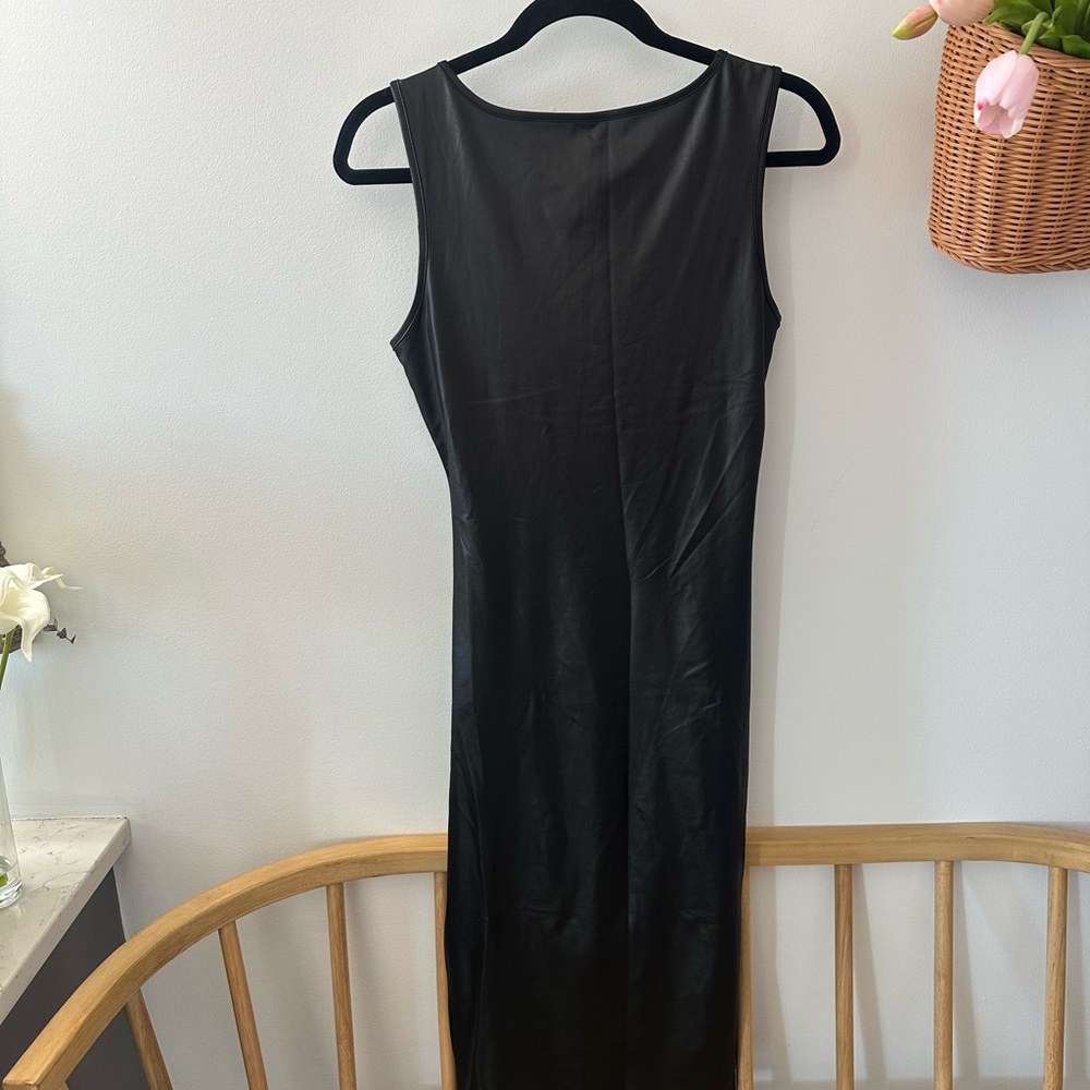 Faux Leather Black Sleeveless Dress - Picture 4 of 6
